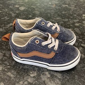 Toddler Vans with elastic no tie laces blue denim